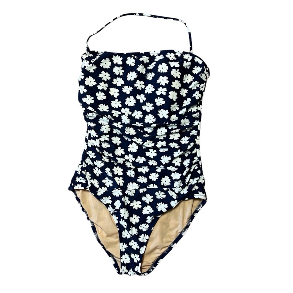 J. Crew Navy Floral One-Piece Swimsuit M